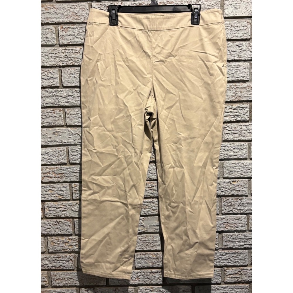 NWT Talbots Heritage Tan Khaki Straight Leg Scalloped Hem Pants Size 12